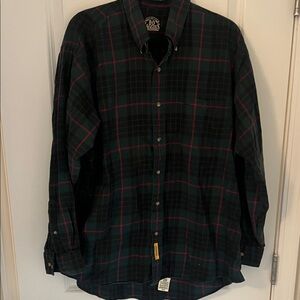 Men's Plaid Button-Down Shirt - Green and Red